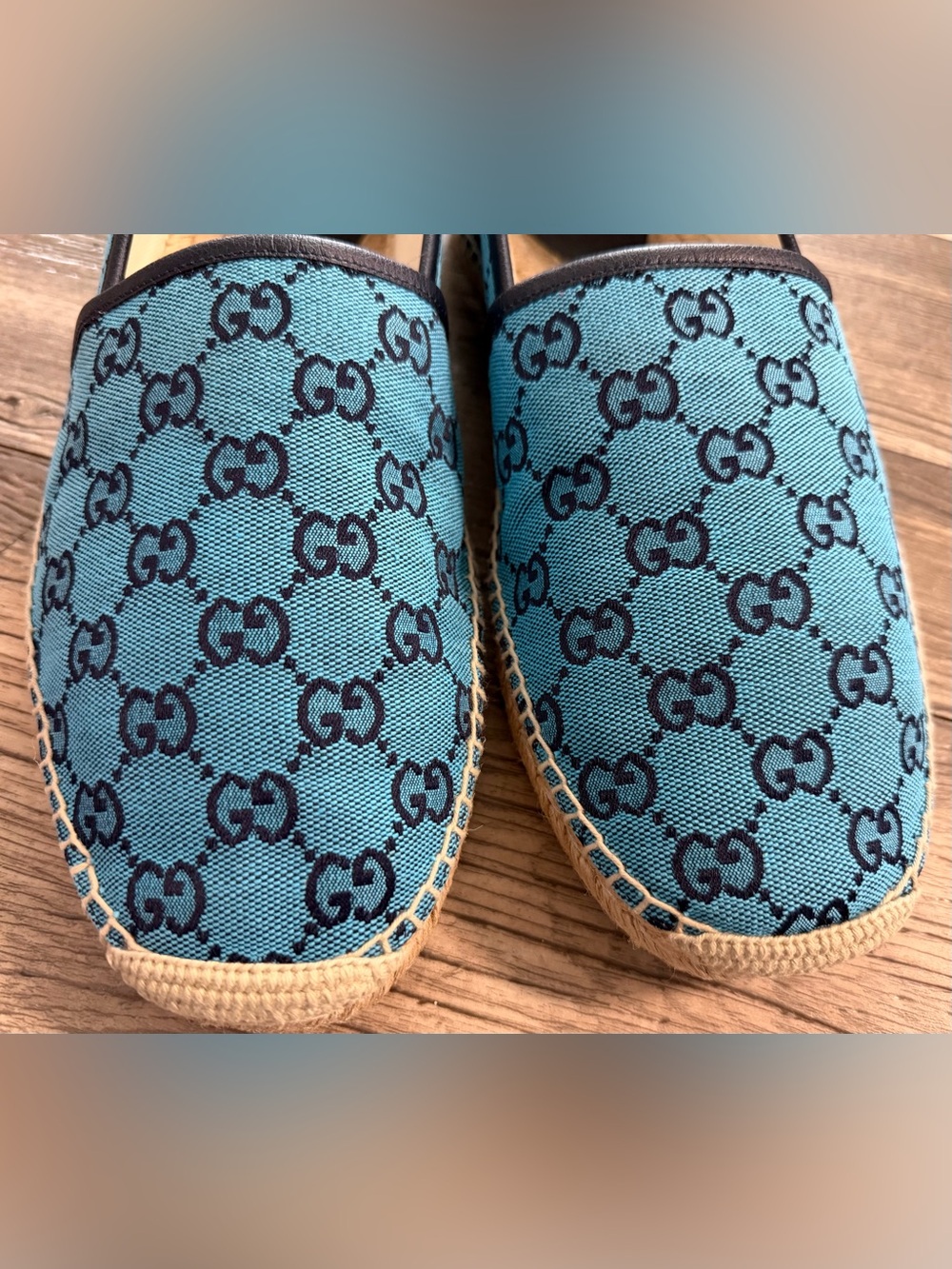 Gucci Teal Blue GG Canvas Espadrilles - Picture 3 of 8